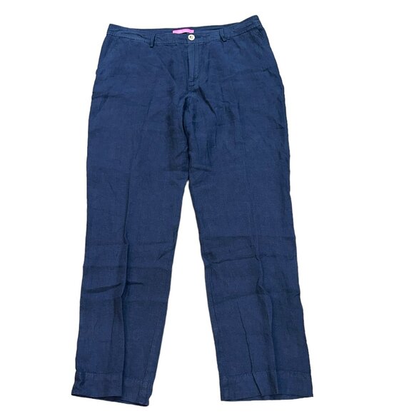Lilly Pulitzer Breeta Linen Trousers True Navy Size 16 Style #013056‎ NWT